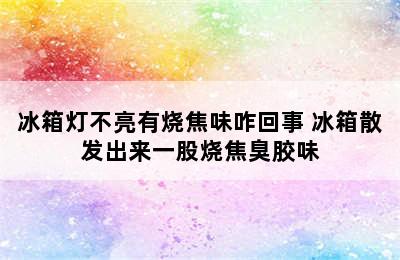 冰箱灯不亮有烧焦味咋回事 冰箱散发出来一股烧焦臭胶味